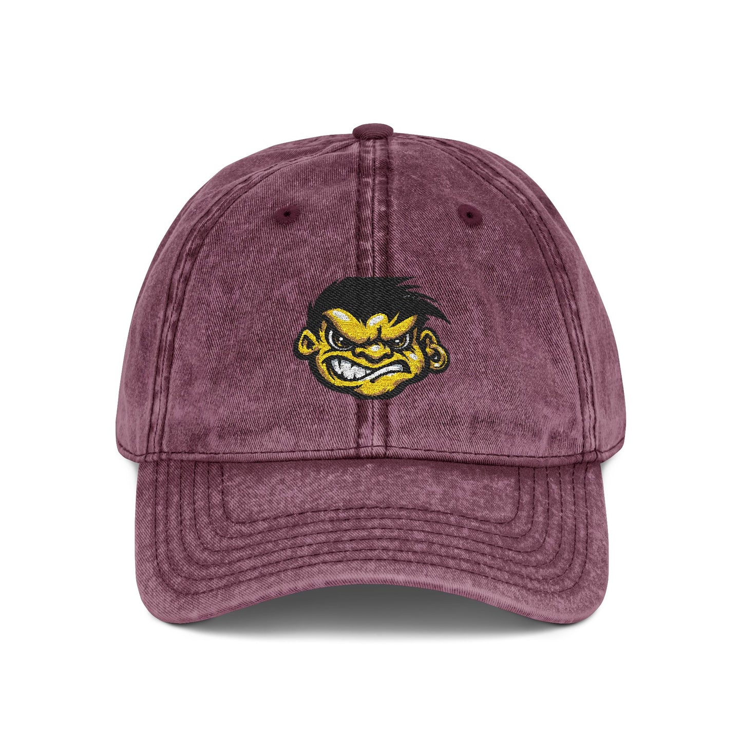 Vintage Embroidered Baseball Cap — Retro Angry Bird Patch